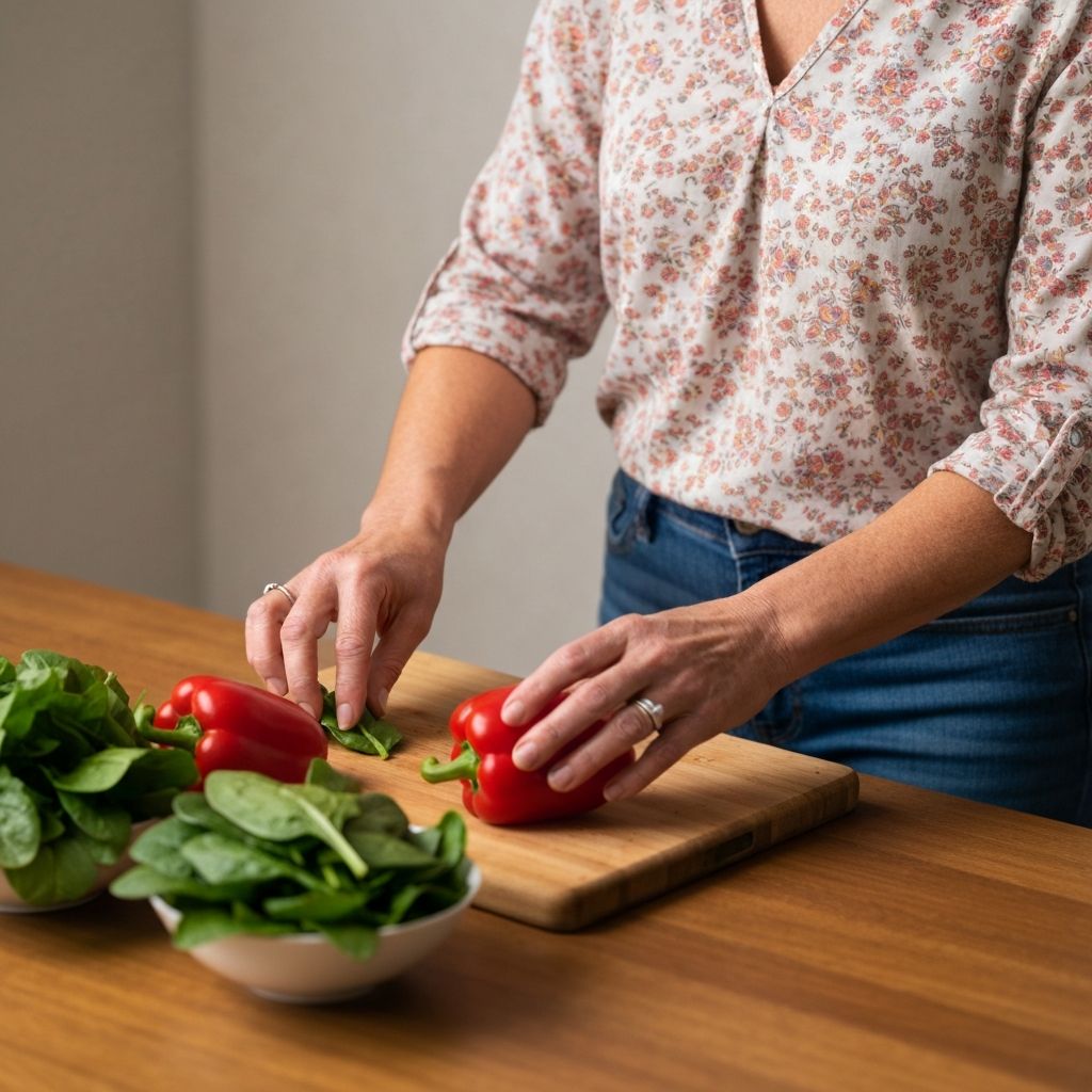 Ръце подреждат храна